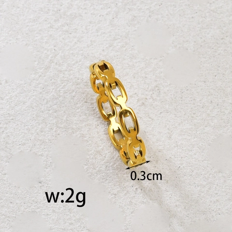 Minimalistischer Titanstahl 18K Vergoldeter Kettenglied Ring Für Damen Industriestil Mode Individueller Hohler Bandring Schmuck