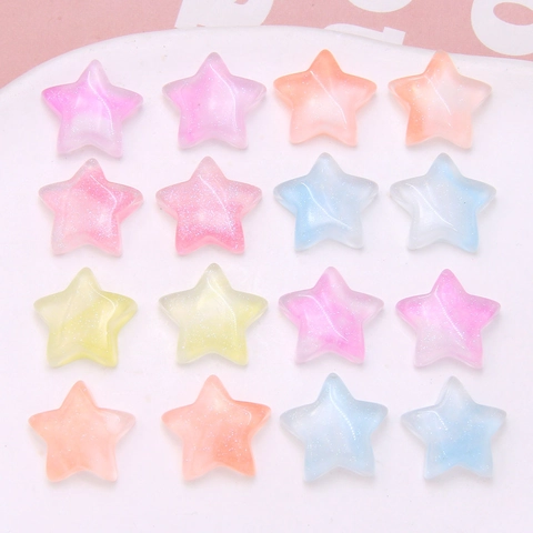 DIY Star Resin Patches Glitter Gradient Pentagram Beads For Earrings Hairpin Jewelry Making Material Colorful Craft Decals