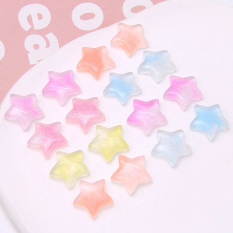 DIY Star Resin Patches Glitter Gradient Pentagram Beads For Earrings Hairpin Jewelry Making Material Colorful Craft Decals