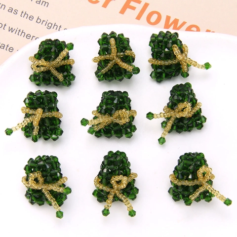 Handmade Beaded Green Rice Dumpling Shape Charm For DIY Jewelry Making Earrings Hair Accessories Glass Seed Beads Material