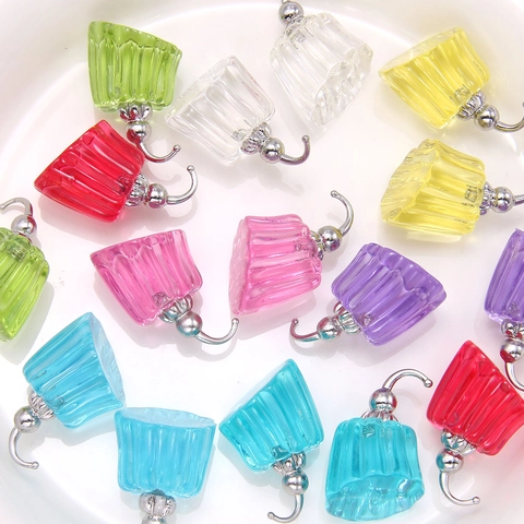 Resin Jelly Pudding Pendants Dopamine Color DIY Earring Jewelry Making Accessories Polished Resin Metal Hook Charms For Women