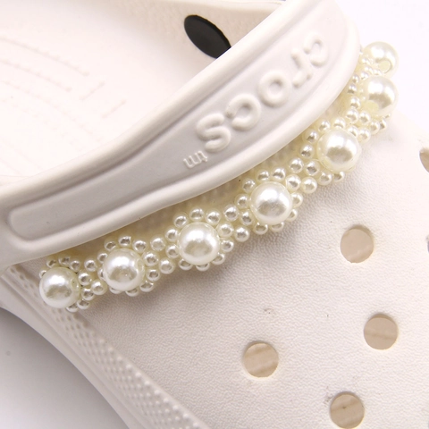 Elegante Künstliche Perle Schuhkette Für Clogs DIY Blumenweberei Farbverlauf-Perle Schuh-Charms Deko-Zubehör Für Damen