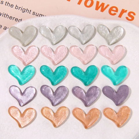 Heart Shape Resin DIY Accessories Glitter Flatback Patch For Hair Claw Jewelry Making Korean Style Fresh Craft Materials