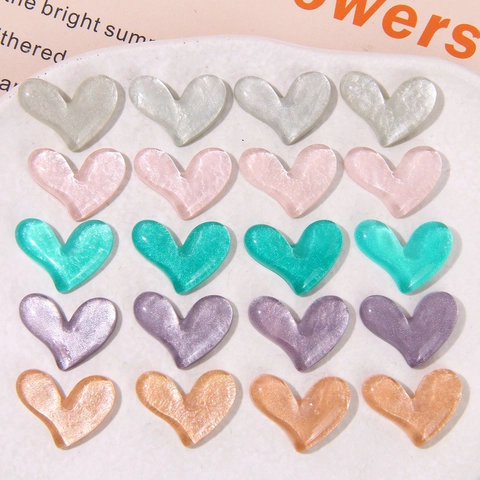 Heart Shape Resin DIY Accessories Glitter Flatback Patch For Hair Claw Jewelry Making Korean Style Fresh Craft Materials