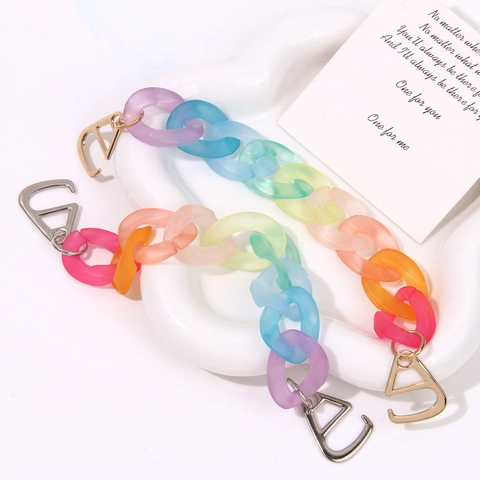 Frosted Acrylic Rainbow Gradient Shoe Chain Handmade DIY Jibbitz Charms For Clogs Sandals Decoration Girls Accessories