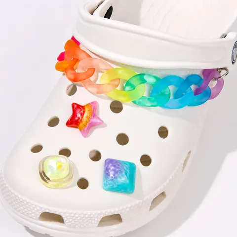 Frosted Acrylic Rainbow Gradient Shoe Chain Handmade DIY Jibbitz Charms For Clogs Sandals Decoration Girls Accessories