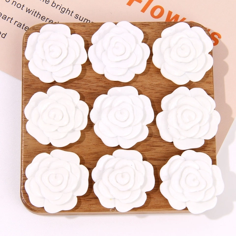 Große Silberweiße Harz Kamelie Blume Patch Mehrlagige 3D Floral DIY Schmuck Zubehör Für Ohrringe Handyhülle Decoden