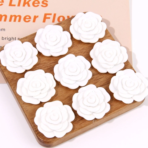 Große Silberweiße Harz Kamelie Blume Patch Mehrlagige 3D Floral DIY Schmuck Zubehör Für Ohrringe Handyhülle Decoden
