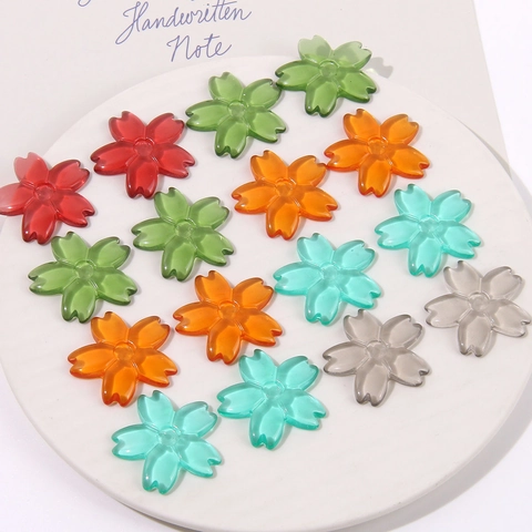 Translucent Cherry Blossom Resin Patches Five Petal Flower Charms For DIY Earrings Hair Accessories Phone Case Decoration