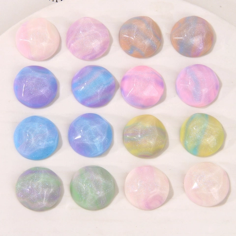 Cabochon Rotondi in Resina con Sfumature Colorate e Glitter Motif Acqua per Creazione Gioielli Orecchini Fai-da-te