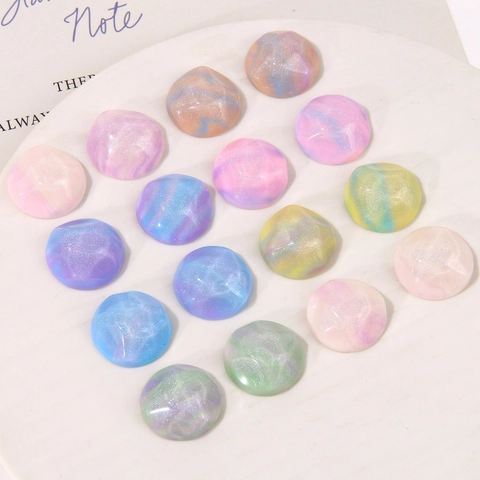 Cabochon Rotondi in Resina con Sfumature Colorate e Glitter Motif Acqua per Creazione Gioielli Orecchini Fai-da-te