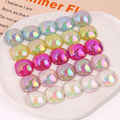 Aurora Iriserende Glitter Hars Charms Voor Sieraden Maken Afgerond Vierkant Hartvorm DIY Patch Oorbellen Schoendecoratie Materialen