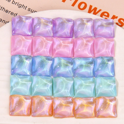 Dreamy Starry Sky Square Resin Cabochons For DIY Earring Headwear Phone Case Decor Water Ripple Glitter Square Patch Accessory