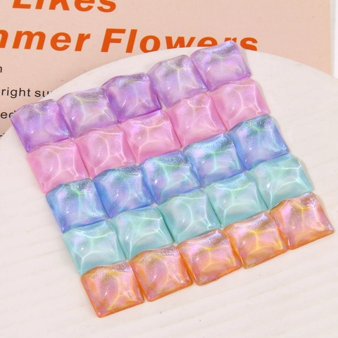 Dreamy Starry Sky Square Resin Cabochons For DIY Earring Headwear Phone Case Decor Water Ripple Glitter Square Patch Accessory