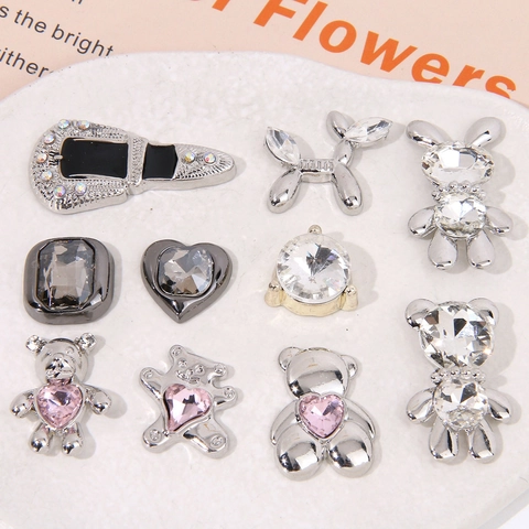 Metall Strass Bär Herz DIY Schuhschmuck Für Crocs Elegant Tier Ballon Hund Hase Haarklammern Schmuckherstellung Zubehör