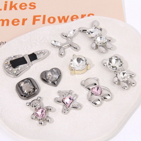 Metall Strass Bär Herz DIY Schuhschmuck Für Crocs Elegant Tier Ballon Hund Hase Haarklammern Schmuckherstellung Zubehör