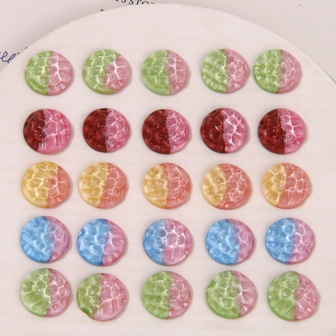Vintage Onirico Glitter Sabbie Mobili Resina Flatback Cabochon Texture Martellata Tondo DIY Accessorio per Orecchini Fermagli