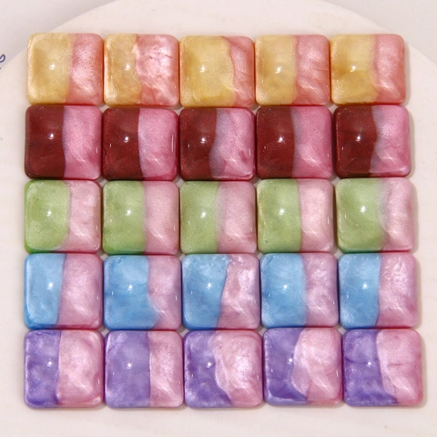 Starry Sky Square Resin Patch DIY Jewelry Making Material Gradient Glitter Flatback Cabochon Earring Phone Case Decor