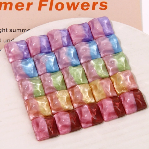Cabochon in Resina Ondulazione d'Acqua Quadrato Glitterato per Orecchini Fai-da-Te Copricapo Artigianato Gioielli Accessori