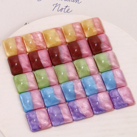 Starry Sky Square Resin Patch DIY Jewelry Making Material Gradient Glitter Flatback Cabochon Earring Phone Case Decor