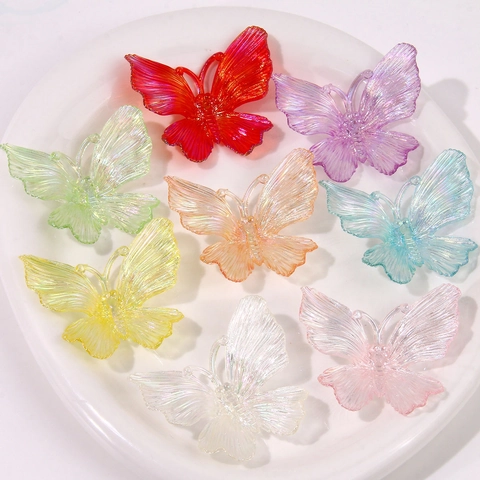 Iridescent Acrylic Butterfly Charms Dreamy Fairy Style DIY Craft Accessories For Jewelry Hair Clip Phone Case Decoration