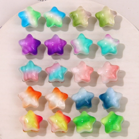 Cuentas de Resina en Forma de Estrella 3D Color Degradado Accesorios para Hacer Joyas DIY para Pendientes Horquillas Colgante Artesanía