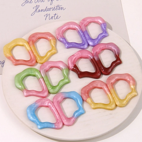 DIY Irregular Hollow Resin Jewelry Findings Gradient Pearlescent Glitter Connector For Earrings Hair Accessories Making Material