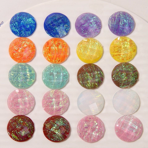Runde Geometrische Harz Cabochons Sternenhimmel Aurora Ölgemälde Facettierte Flatback Patches Für DIY Schmuckherstellung