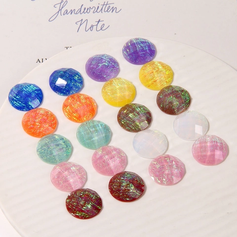 Runde Geometrische Harz Cabochons Sternenhimmel Aurora Ölgemälde Facettierte Flatback Patches Für DIY Schmuckherstellung