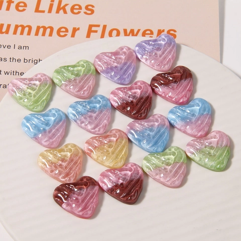 Herz Harz Anhänger Perlmutt Verlauf Wellentextur Cabochons Für DIY Schmuckherstellung Handyhülle Dekor Haarschmuck Schuh Handwerk