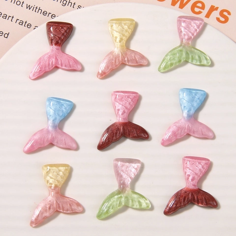 Gradient Glitter Mermaid Tail Resin Charms DIY Jewelry Making Accessories For Earrings Hair Clips Crafting Supplies