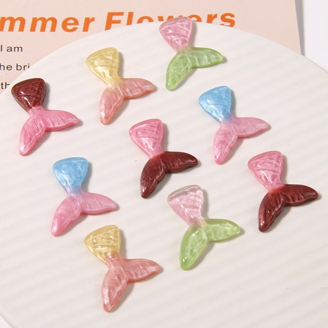 Gradient Glitter Mermaid Tail Resin Charms DIY Jewelry Making Accessories For Earrings Hair Clips Crafting Supplies