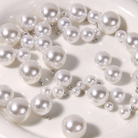 High Luster Round Artificial Pearl Pendant Charms For DIY Jewelry Making Necklace Earrings Accessories Acrylic White Beads