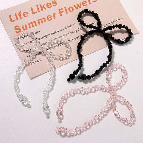Fairy Style Faceted Glass Beaded Bowknot DIY Jewelry Material Sweet Bow Charms For Hairpin Earrings Handmade Women Craft