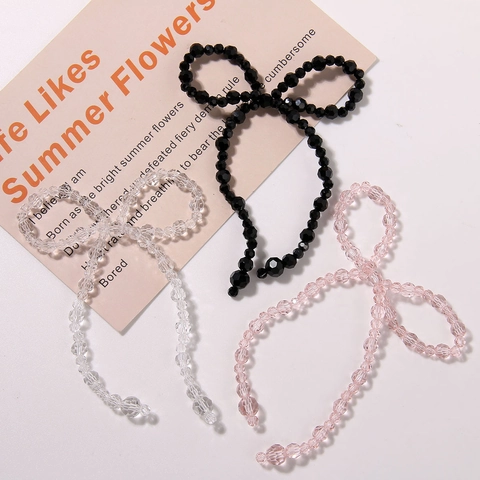 Fairy Style Faceted Glass Beaded Bowknot DIY Jewelry Material Sweet Bow Charms For Hairpin Earrings Handmade Women Craft