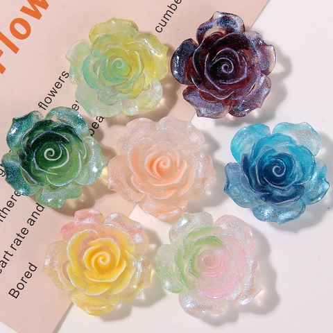 Ciondoli in Resina Rosa Blu Glitter Fluorescente Accessori Fai-da-te per Copricapo Decorazione Scarpe Creazione Gioielli