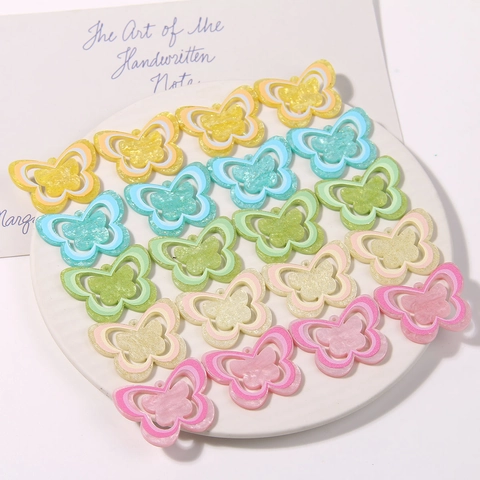 Starry Glitter Acrylic Butterfly Shoe Charms Colorful Printed DIY Patches For Sandals Garden Clogs Decorative Accessories Women