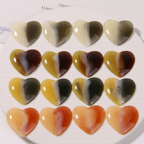Japanese Minimalist Gradient Heart Resin Patches DIY Jewelry Making Accessories For Hair Ties Phone Cases Marble Texture Flatback Cabochon