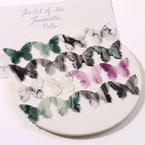 Ink Wash Style Acrylic Butterfly DIY Jewelry Charms Glitter Marble Pattern For Earrings Hairpins Handcrafted Accessory