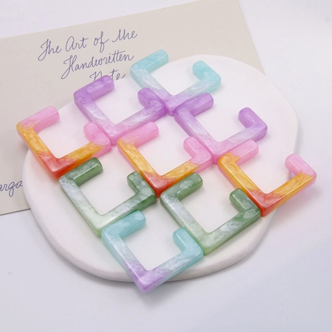 Ciondoli Quadrati Geometrici in Resina Fai da Te Forma a C Motivo Marmo Sfumato Parti per Creazione Gioielli Orecchini Decorazione