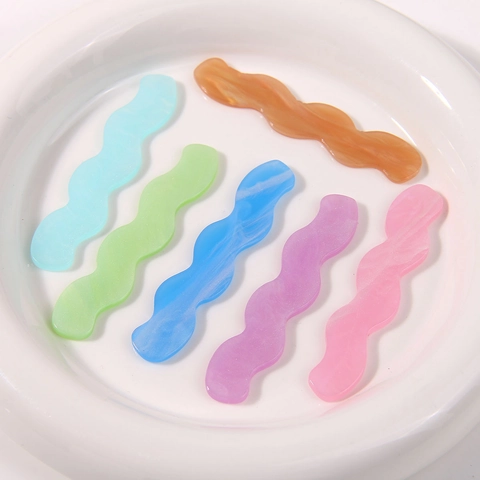 Parche de Pinza para el Cabello Ondulado de Acrílico Accesorios de Bricolaje Textura de Mármol Tira de Color de Caramelo para Joyería