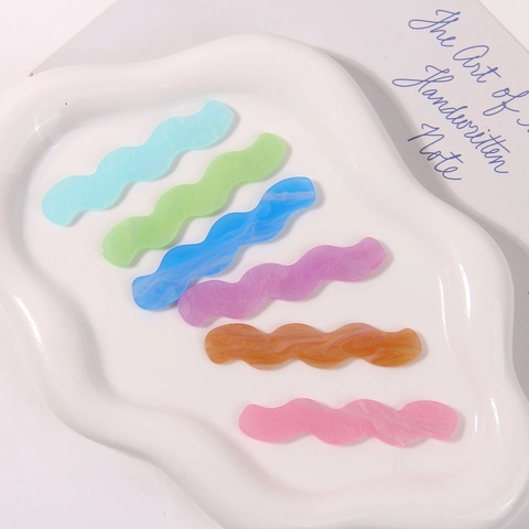 Parche de Pinza para el Cabello Ondulado de Acrílico Accesorios de Bricolaje Textura de Mármol Tira de Color de Caramelo para Joyería