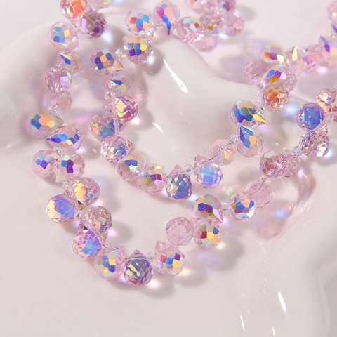 Aurora AB Colored Faceted Glass Teardrop Beads Horizontal Hole Loose Beads For DIY Earring Bracelet Jewelry Making Spacer Beads