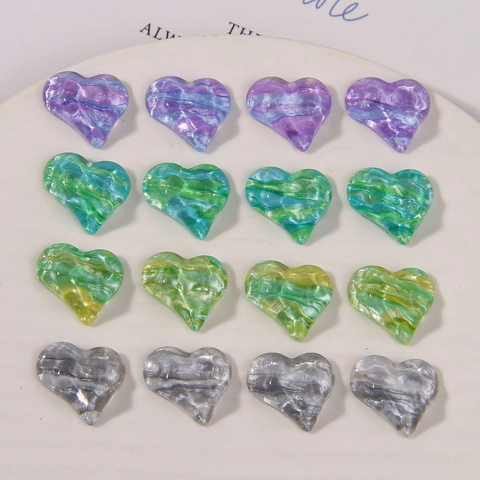 Marmor Textur Herzform Harz Patches Mit Glitzer Wasserwelle Spezialform DIY Schmuckzubehör Für Ohrringe Haarspangen