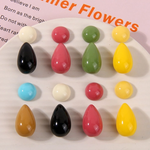 DIY Jewelry Making Resin Beads Mixed Shapes Oval Round Waterdrop Polished Flat Back Cabochons For Earrings Craft Materials
