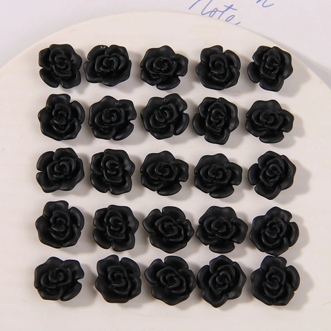 Mattschwarz Rose Kamelie Harz Patch DIY Zubehör Für Schuhe Socken Schmuckherstellung Handgefertigte Dekoration Blume