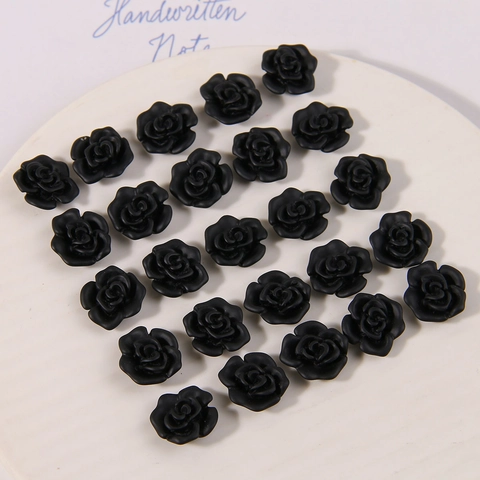 Mattschwarz Rose Kamelie Harz Patch DIY Zubehör Für Schuhe Socken Schmuckherstellung Handgefertigte Dekoration Blume