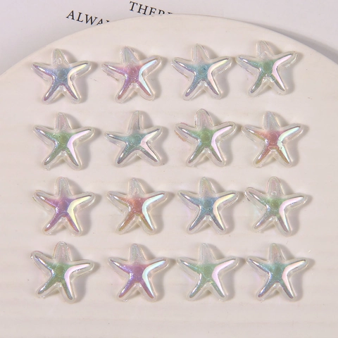 Iridescent Dreamy AB Color Glitter Star Starfish Shoe Charms DIY Craft Accessories Acrylic Shoe Buckle Decoration For Clogs Women