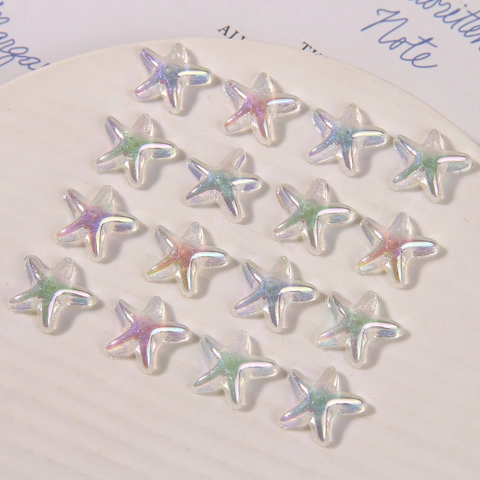 Iridescent Dreamy AB Color Glitter Star Starfish Shoe Charms DIY Craft Accessories Acrylic Shoe Buckle Decoration For Clogs Women