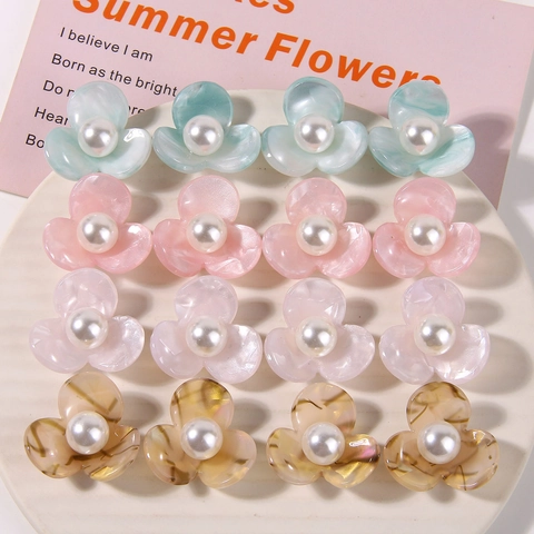 Acetat Blumenanhänger Mit Künstlicher Perle DIY Schmuckzubehör Koreanischer Stil Floraler Anhänger Für Haarklammern Haarband
